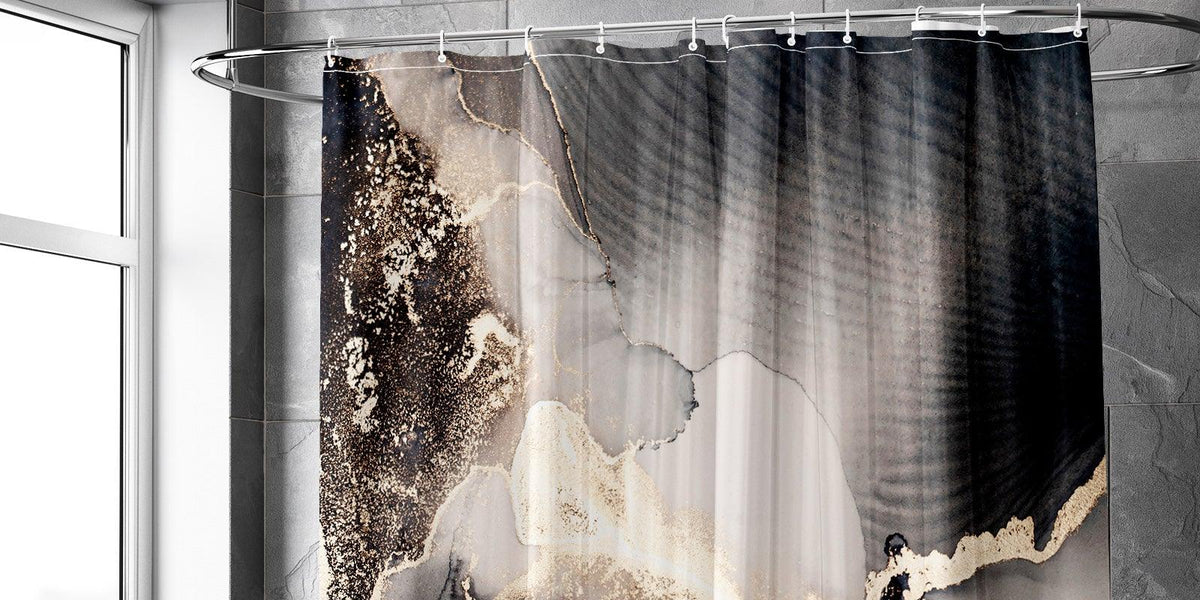 Shower Curtain Decor Woven Black Marble Amp Dull Brown Le Shower Curta –  BigProStore