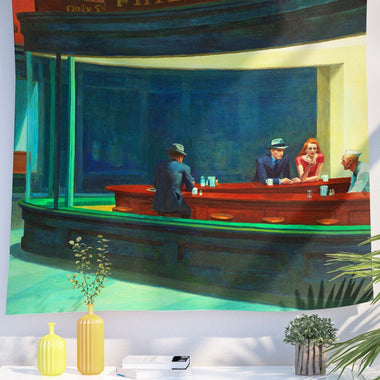 Art Landscape Tapestry (Nighthawks by Edward Hopper) - Berkin Arts