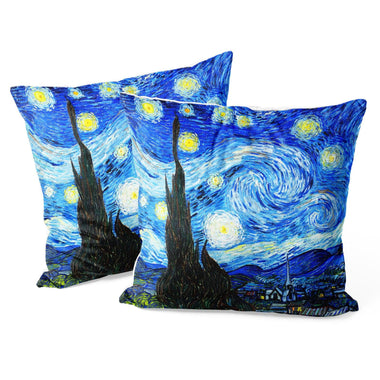 Art Landscape Throw Pillow Covers Pack of 2 18x18 Inch (The Starry Night by Van Gogh) - Berkin Arts