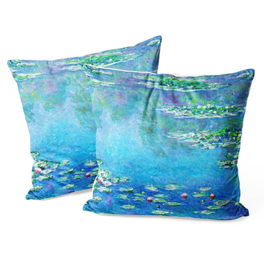 Art Landscape Throw Pillow Covers Pack of 2 18x18 Inch (Water Lilies by Claude Monet) - Berkin Arts